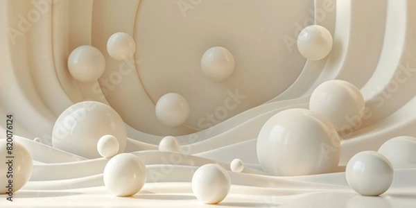 Fototapeta Soft Beige 3D Background with Spheres