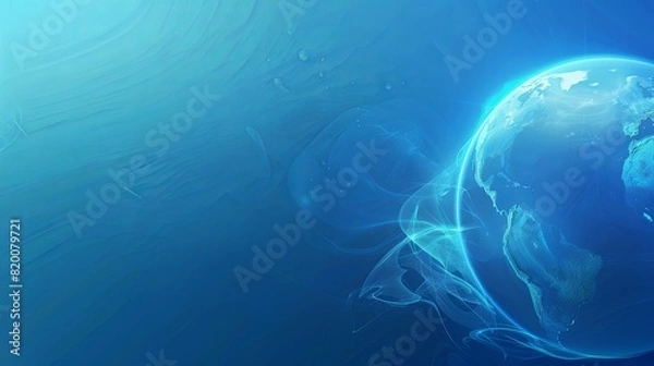 Obraz transparent glass globe on water, fluid, liquid, copy space, place for text, light blue background, planet, earth