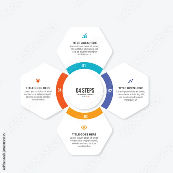 Fototapeta Circular Cycle Round Infographic Template Design with 4 Options