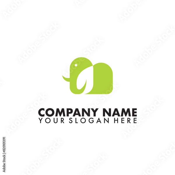 Obraz Creative letter M, elephant and leaf logo vector
