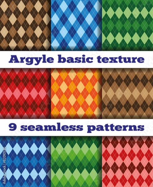 Obraz Set Argyle seamless texture vector