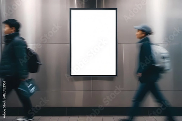 Fototapeta Mock up blank poster in the subway