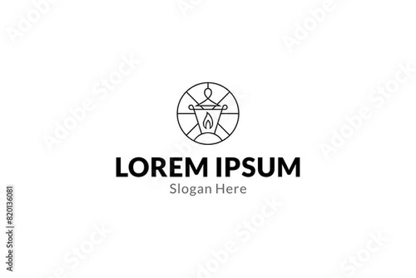 Fototapeta lantern logo with a combination of circle shapes in line art design style