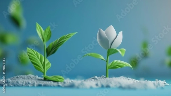 Fototapeta The image shows a stylized representation of plants made from paper, depicting growth and environmental concepts