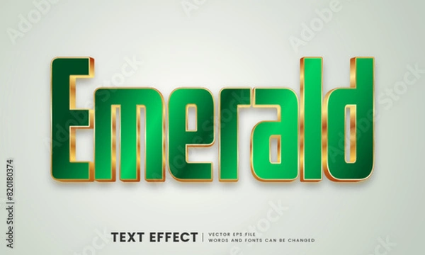 Obraz Editable 3d gold emerald text effect. Fancy font style perfect for logotype, title or heading text.