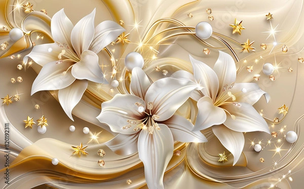 Obraz 3d flower with silk background