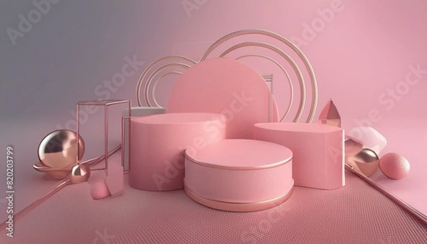 Obraz 3d pink colour podium