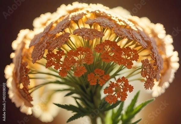 Fototapeta Yarrow flower closeup Realistic Light with summer season flower concept