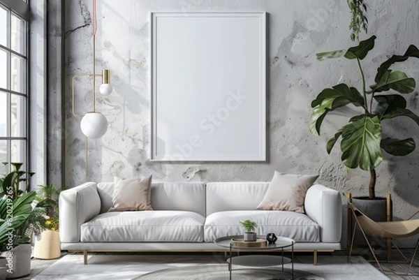 Obraz Poster Mockup in Modern Minimalist Interior created with Generative AI