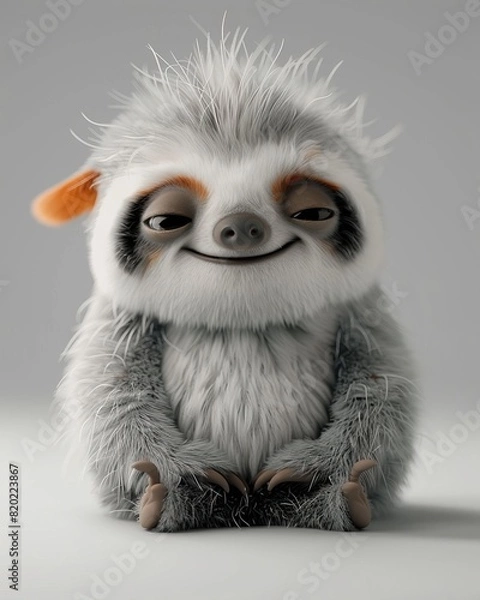 Obraz 3D cute and happy baby sloth.