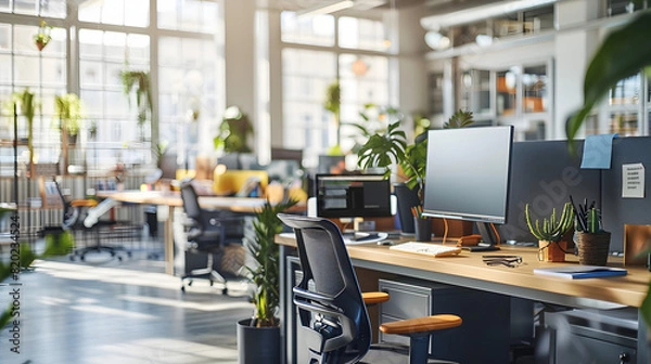 Obraz Open-plan office with a focus on geometric designs.