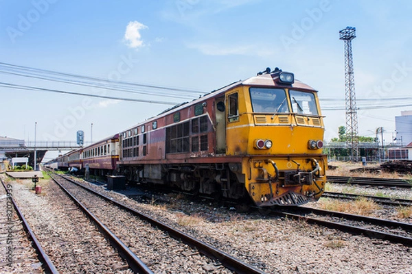 Fototapeta Train track, railway station or platform,Railway Platform