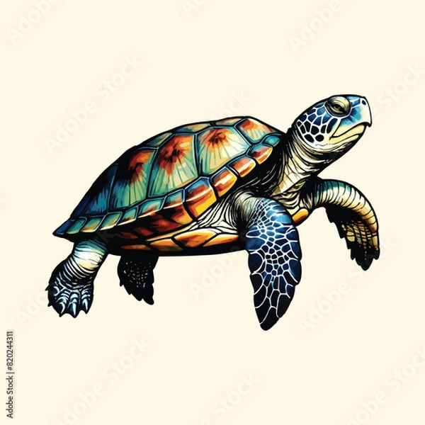 Fototapeta Watercolor Turtle Illustration Style