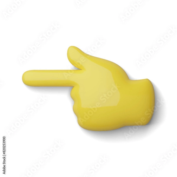 Obraz Isometric yellow hand pointing left, PNG with alpha
