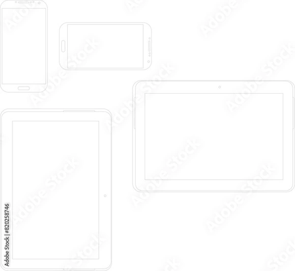 Fototapeta white square frame iphone android set of icons home internet technology business mobile search vector illustration website icon set Icons on white background flat vector illustration smartphone