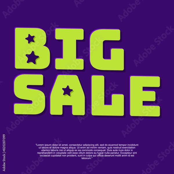 Fototapeta Big Sale banner graphic resources for advertisement needs in green and purple color style. Suitable for offer, sales and shop design backgrounds.