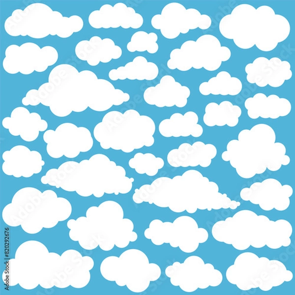 Obraz Multiple cloud shapes on a blue sky background during the day. Vector illustration