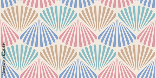 Obraz Retro seamless marine pattern with colorful shells. Vintage pattern of shells in 60s style.