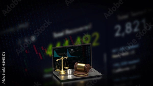 Fototapeta The libra on notebook  for law concept 3d rendering.