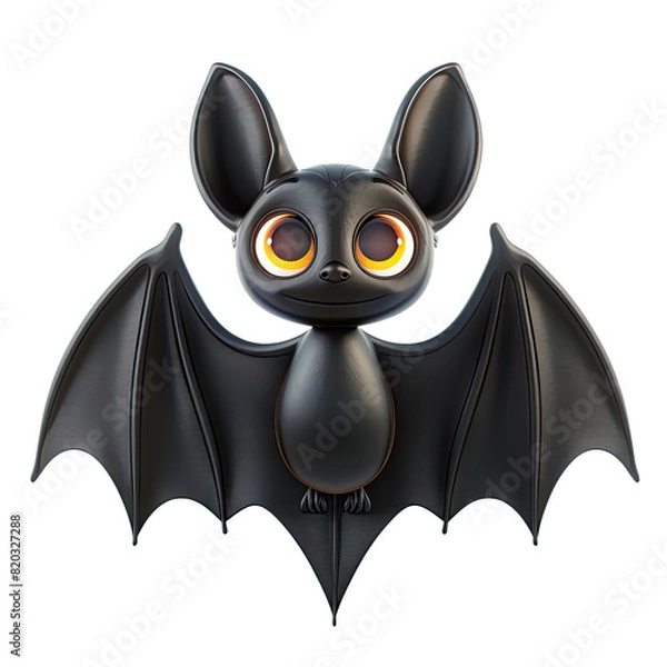 Obraz Black bat 3d icon white background. Best for graphic design materials.
