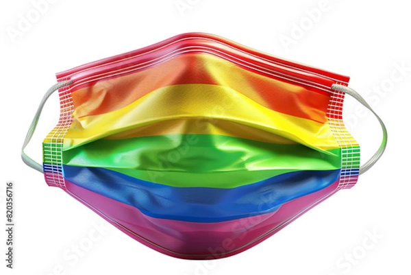 Fototapeta A rainbow face mask with adjustable ear loops.