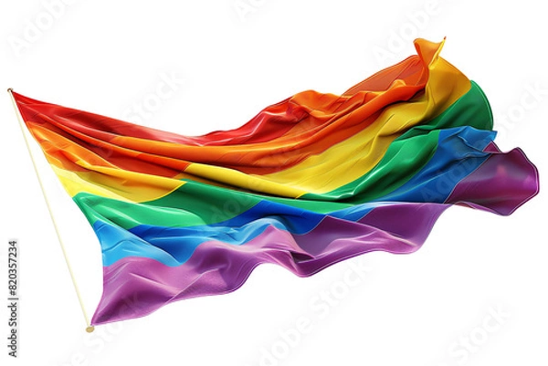 Obraz The waving pride rainbow flag on black background.