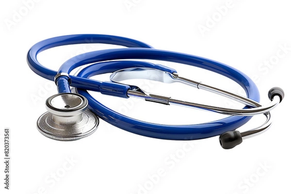 Fototapeta A blue stethoscope isolated on a transparent background.