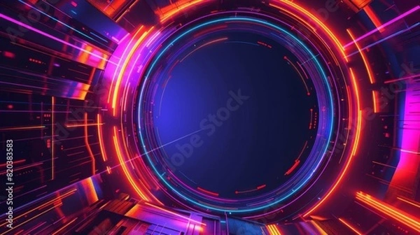 Fototapeta Neon tech circle