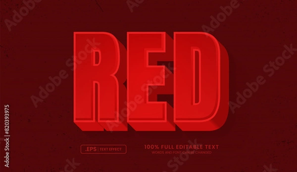 Fototapeta Editable text effect, red text 3d style