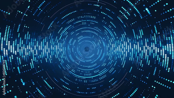 Fototapeta Structured database. Abstract digital wave particle. Digital music background. Sound vibrations. Futuristic dotted wave. Big data analytics. 3D illustration of nano particles in cyberspace