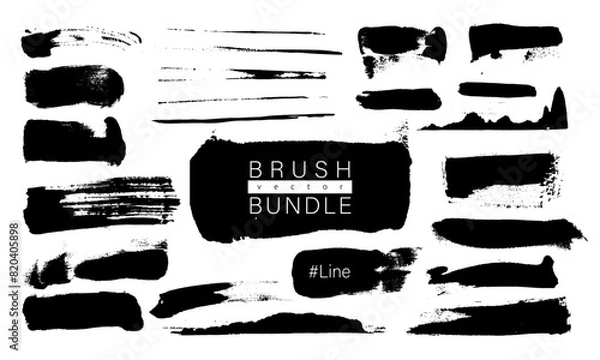 Obraz 墨と筆で描いた手書きの和風質感ストローク barush bandle#2
