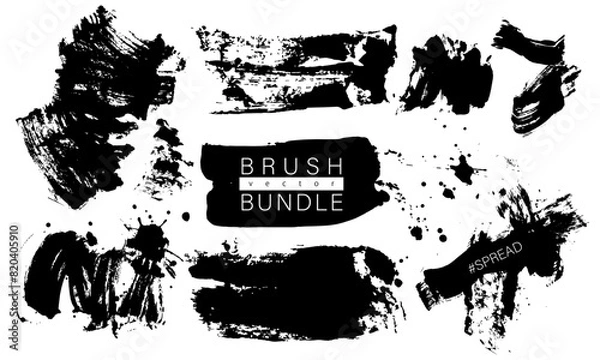 Obraz 墨と筆で描いた手書きの和風質感ストローク barush bandle#1