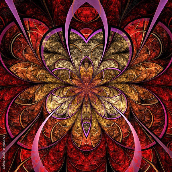 Obraz Fiery fractal flower, digital artwork