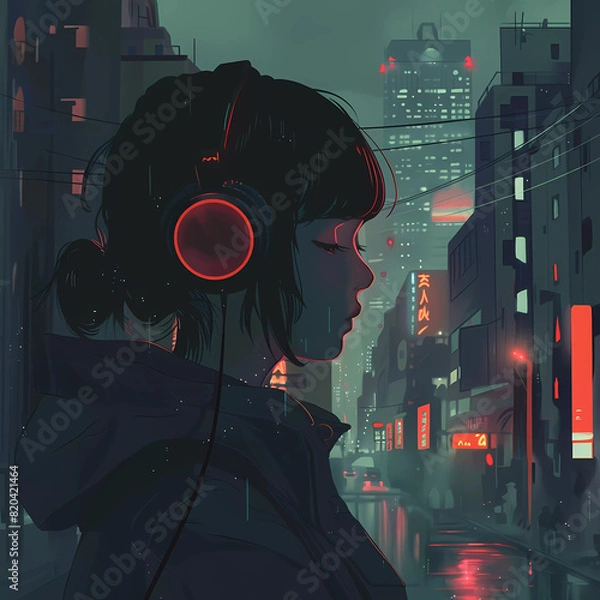 Obraz Generative AI Lo-Fi music picture, picture that goes well with lo-fi music