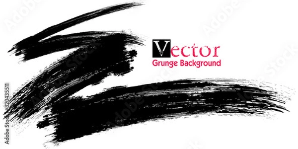 Fototapeta Vector set of hand drawn brush strokes, stains for backdrops. Monochrome design elements set. One color monochrome artistic hand drawn backgrounds.