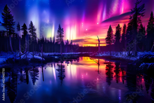Obraz rare-and-highly-sought-after-landscape-featuring-an-enchanted-forest-at-twilight-with-fluorescent-fl-844838298