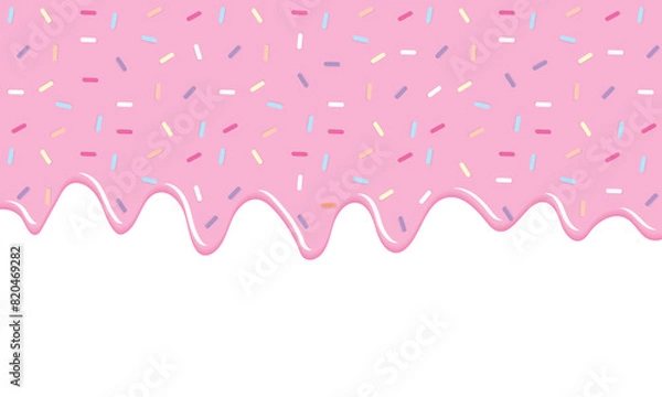 Fototapeta topping icing for sprinkling on sweet melting  in various colors. Beautiful colorful and seamless with pink backdrop. copy space with tranparent background png