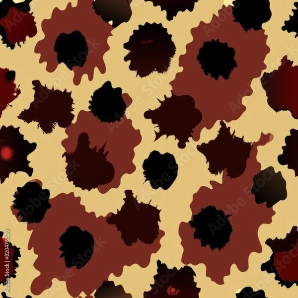 Obraz Seamless pattern of ink blotches and smudges in varying intensities, creating a rich and dynamic texture, Generative AI