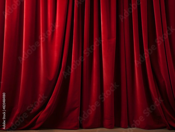 Fototapeta red curtain with a spotlight created with generative ai