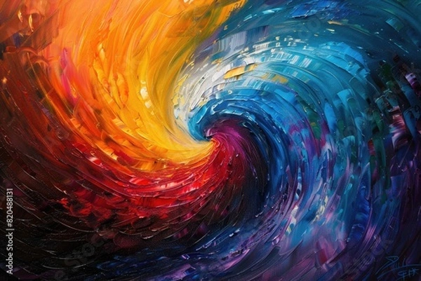 Fototapeta Vibrant swirls of colors blending seamlessly in an intricate dance of light and shadow on a canvas of infinite depth.