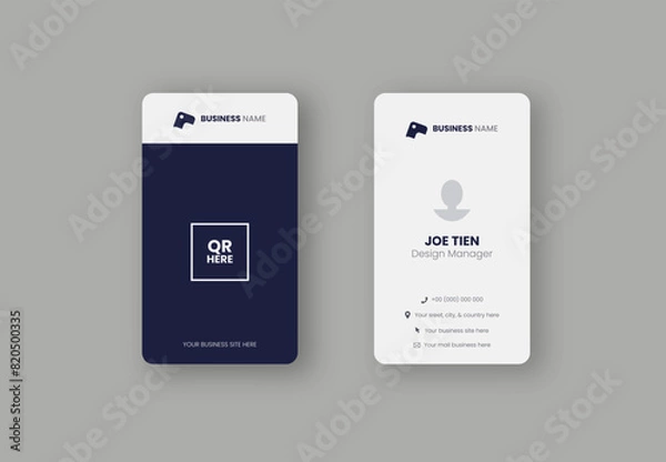 Fototapeta Name card simple two sides design template with vertical orientation for business professional