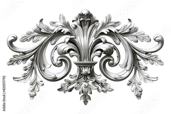 Fototapeta Silver engrave ornament isolated on white background