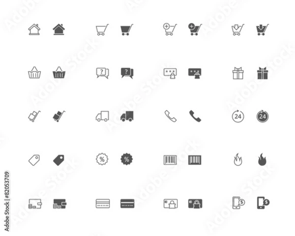 Fototapeta E-commerce outline and filled icon set
