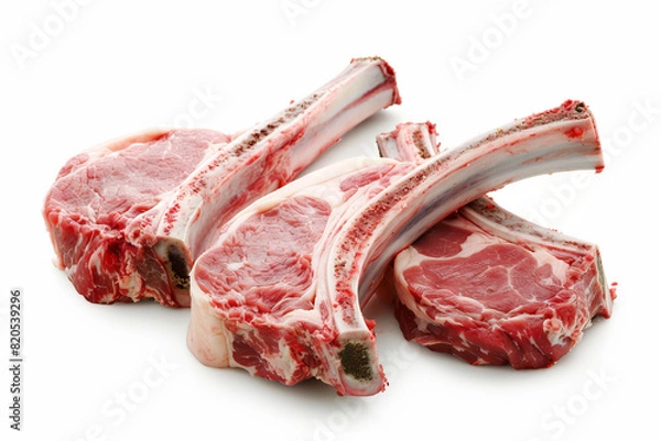 Fototapeta raw pork chops isolated on white background.