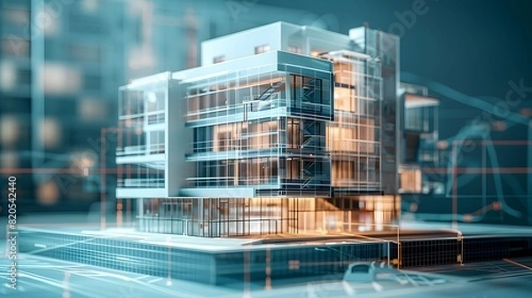 Fototapeta the intricate of Building Information Modeling (BIM), where digital innovation meets architectural mastery, revolutionizing the way we design, construct, and manage our built environment.