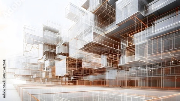 Fototapeta the intricate of Building Information Modeling (BIM), where digital innovation meets architectural mastery, revolutionizing the way we design, construct, and manage our built environment.