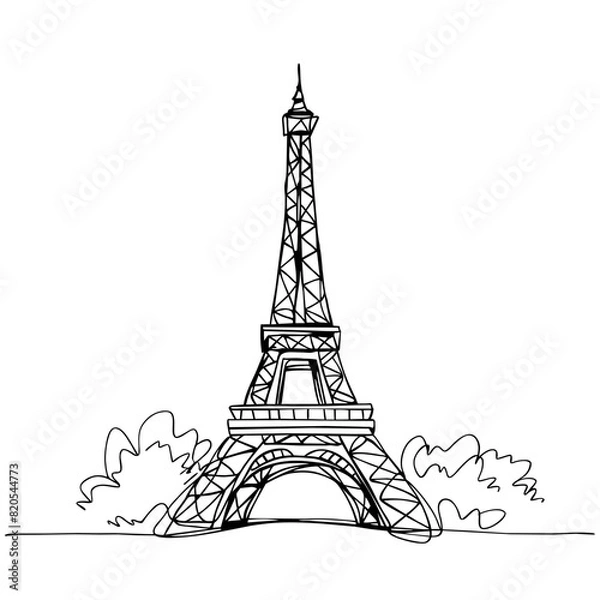 Fototapeta Iconic Sketch of the Eiffel Tower: A Parisian Symbol