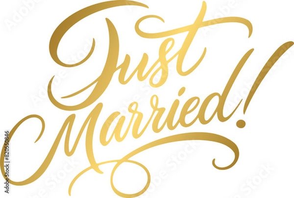 Obraz Golden just married lettering calligraphy