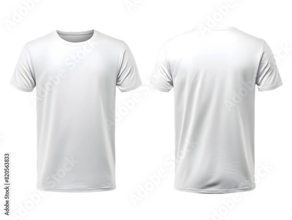 Fototapeta White t-shirt front and back view clothes mockup design for print on isolated white transparent background	