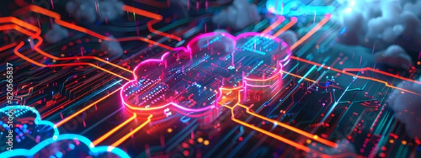 Fototapeta Futuristic Cloud Computing Illustration